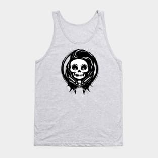 Female Electrician Skull and Screwdriver Black Logo Tank Top